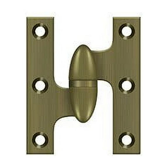 Deltana OK2520U5-L Solid Brass Olive Knuckle Hinge - Antique Brass, Left