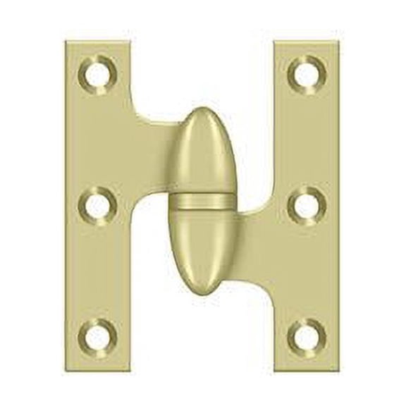 unlaquered 2-1/2" x 2" solid brass right hand olive knuckle hinge