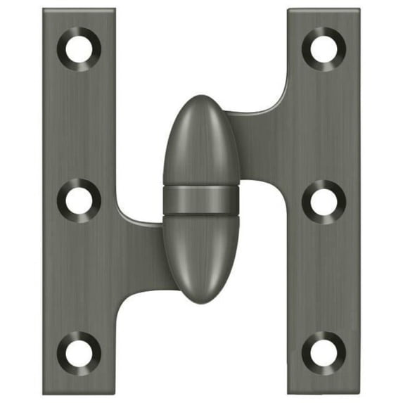 Deltana OK3025B15A-L 3" X 2-1/2" Solid Brass Left Hand Olive Knuckle Hinge - Nickel