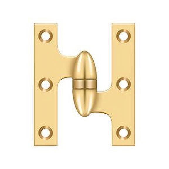 Deltana OK3025BCR003-R 3" X 2-1/2" Solid Brass Right Hand Olive Knuckle Hinge - Brass