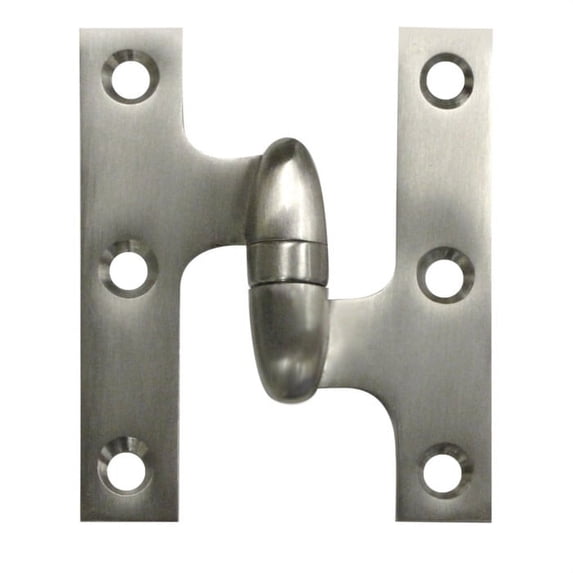 Deltana OK3025B15A-R 3" X 2-1/2" Solid Brass Right Hand Olive Knuckle Hinge - Nickel