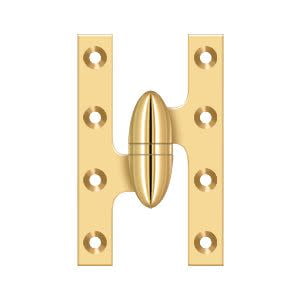 Deltana OK5032BCR003-L 5" X 3-1/4" Solid Brass Left Hand Olive Knuckle Hinge - Brass