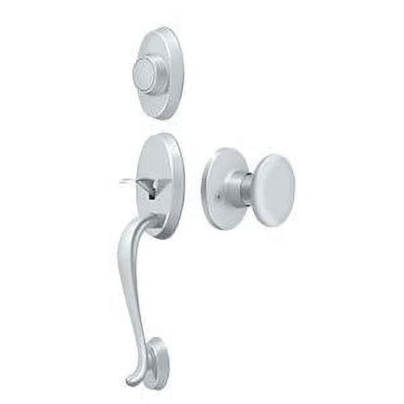 Deltana PRRHDRKU26 Riversdale Handleset with Flat Round Knob Dummy in Polished Chrome