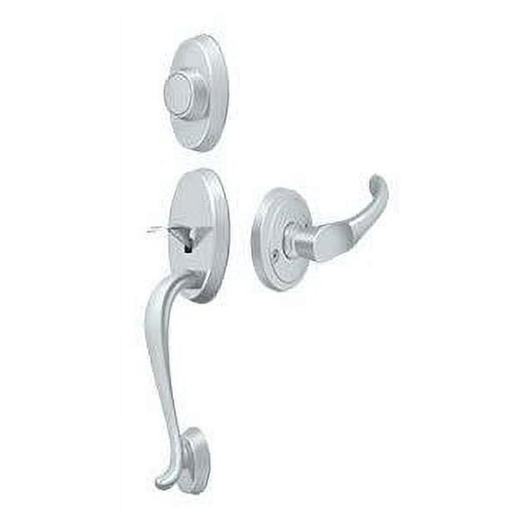 Deltana PRRHDRKU26 Riversdale Handleset with Flat Round Knob Dummy in Polished Chrome