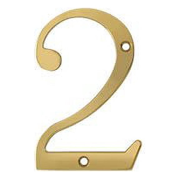 Deltana RN4-2 4" Numbers; Solid Brass; Lifetime Brass Finish