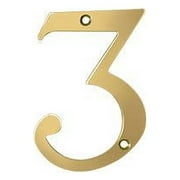 Deltana RN4-3 4" Numbers; Solid Brass; Lifetime Brass Finish