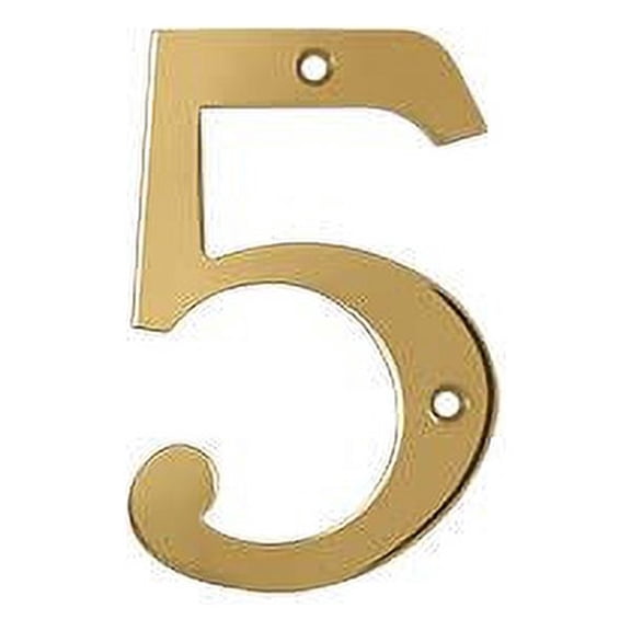 Deltana RN4-5 4" Numbers; Solid Brass; Lifetime Brass Finish