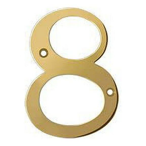 Deltana RN4-8 4" Numbers; Solid Brass; Lifetime Brass Finish