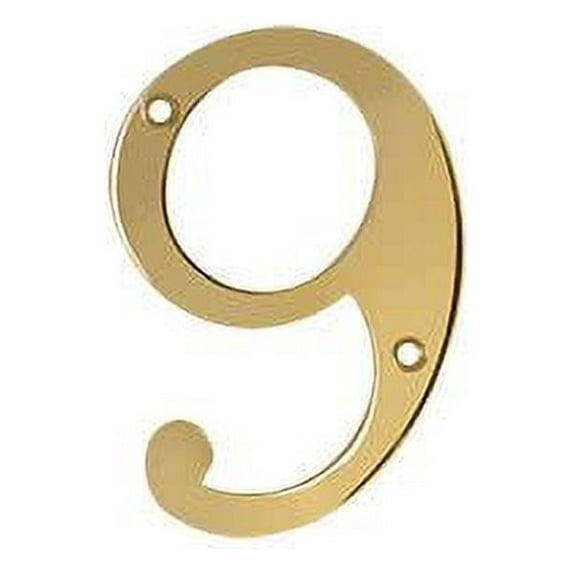 Deltana RN4-9 4" Numbers; Solid Brass; Lifetime Brass Finish