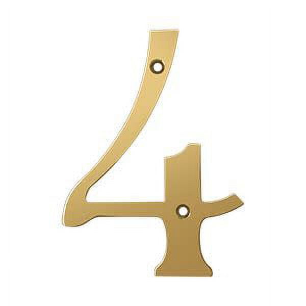 Deltana RN6-4 6" Numbers; Solid Brass; Lifetime Brass Finish