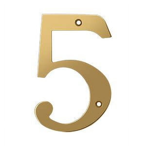 Deltana RN6-5 6" Numbers; Solid Brass; Lifetime Brass Finish