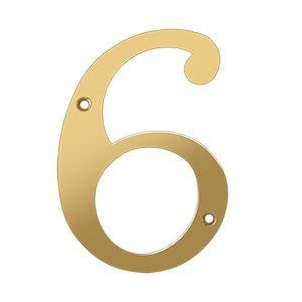 Deltana RN6-6 6" Numbers; Solid Brass; Lifetime Brass Finish