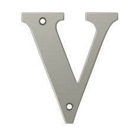 Deltana Rl4v 4" Solid Brass Traditional House Letter V - Nickel