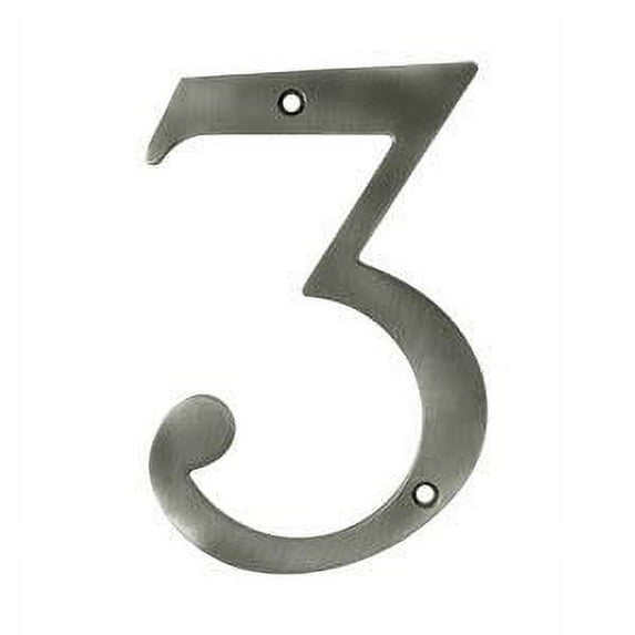 Deltana Rn6-3 6" Solid Brass Traditional House Number - Nickel