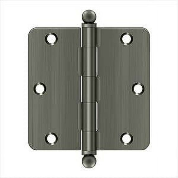 Deltana S35R415A-BT Steel 3 1/2-Inch x 3 1/2-Inch x 1/4-Inch Radius Hinge with Ball Tips