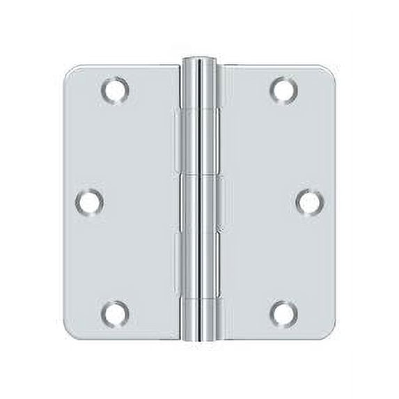 Deltana S35R426 3-1/2" x 3-1/2" x 1/4" Radius Hinge; Residential Thickness; Bright Chrome Finish