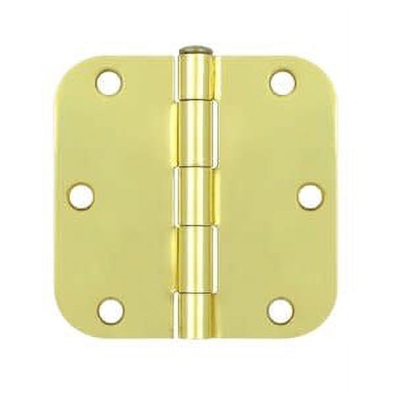 Deltana S35R53 3-1/2" x 3-1/2" x 5/8" Radius Hinge; Residential Thickness; Bright Brass Finish