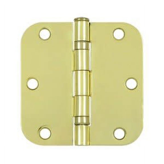 Deltana S35R5BB3 3-1/2" x 3-1/2" x 5/8" Radius Hinge; Ball Bearing; Bright Brass Finish