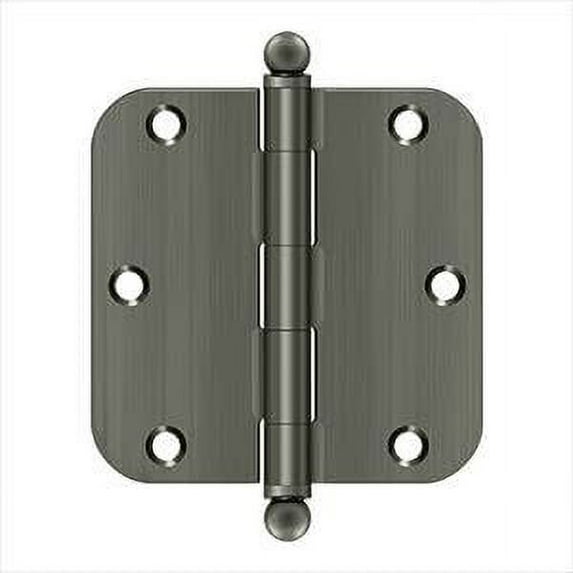 Deltana S35R515A-BT 3-1/2" x 3-1/2" x 5/8" Radius Hinge, w/ Ball Tips in Antique Nickel
