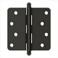 thumbnail image 1 of Deltana S44R410B-BT 4" x 4" x 1/4" Radius Hinge; with Ball Tips; Oil Rubbed Bronze Finish, 1 of 2