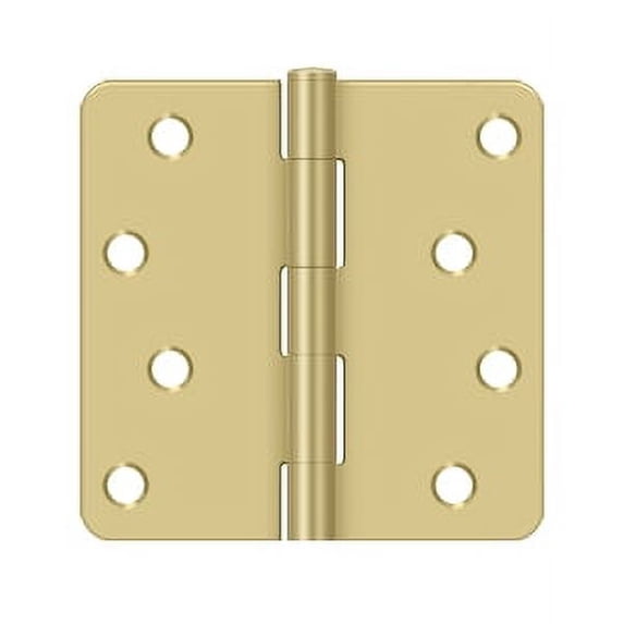Deltana S44R4BK3/4 4" Height X 1/4" Radius Plain Bearing Mortise Door Hinge Radius Corner Bright Brass / Satin Brass Bulk Pack