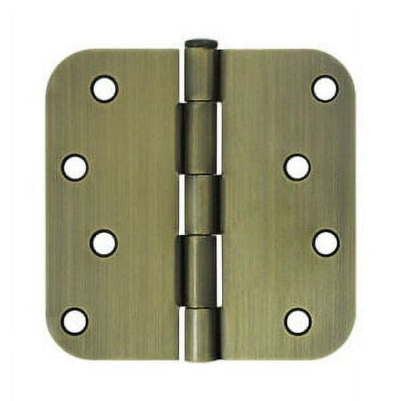 Deltana S44R55 4" x 4" x 5/8" Radius Hinge; Antique Brass Finish