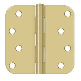 Deltana S44R5BK3/4 4" Height X 5/8" Radius Plain Bearing Mortise Door Hinge Radius Corner Bright Brass / Satin Brass Bulk Pack