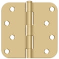 thumbnail image 1 of Deltana S44R5BK4 Brushed Brass 4" x 4" Plain Bearing 5/8" Radius Corners Mortise Hinge - Pair, 1 of 1