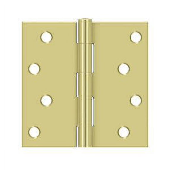 Deltana S44U3-R 4" x 4" Square Hinge; Bright Brass Finish