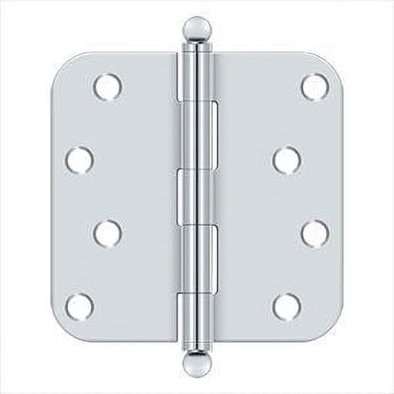 Deltana S44R526-BT 4" X 4" Plain Bearing 5/8" Radius Corners Mortise Hinge - Chrome