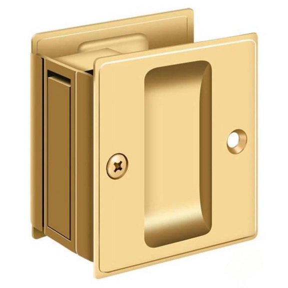 Deltana SDP25CR003 Heavy Duty Pocket Door Lock Passage Lifetime Polished Brass