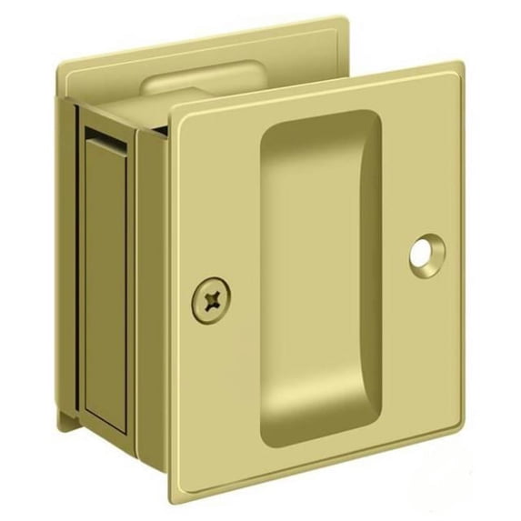 Deltana SDP25U3 Pocket Lock; 2-1/2" x 2-3/4" Passage; Bright Brass Finish