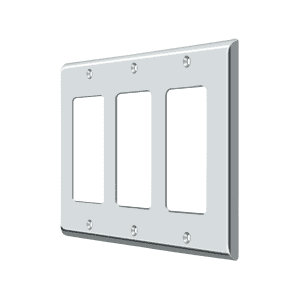 Deltana SWP4740U26 Triple Rocker Switch Plate, Bright Chrome - Solid