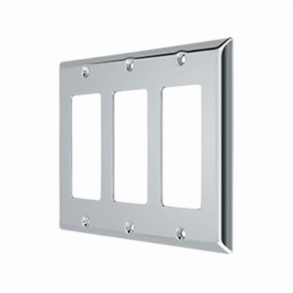 Deltana SWP4740U26 Triple Rocker Switch Plate, Bright Chrome - Solid