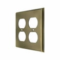 thumbnail image 1 of Double Duplex Outlet Transitional Switch Plate - Antique Brass, 1 of 2