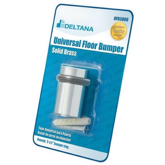 Deltana UFB5000BP26 Universal Floor Bumper Blister Pack; 2"; Bright Chrome Finish