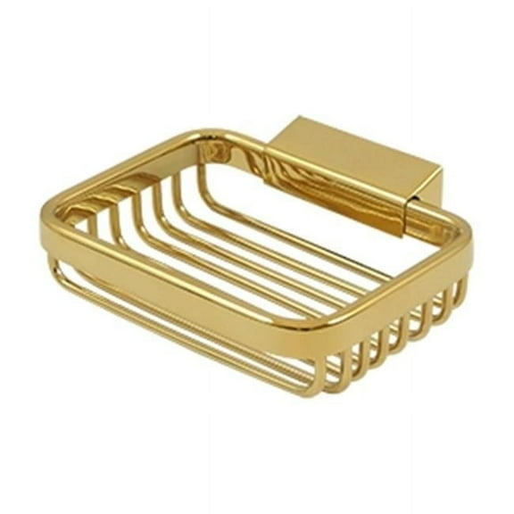 Deltana WBR4535CR003 Solid Brass Rectangular Wire Basket Soap Holder - Polished Brass