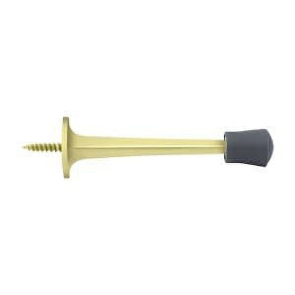 Polished Brass Baseboard Door Stop with White Rubber Tip