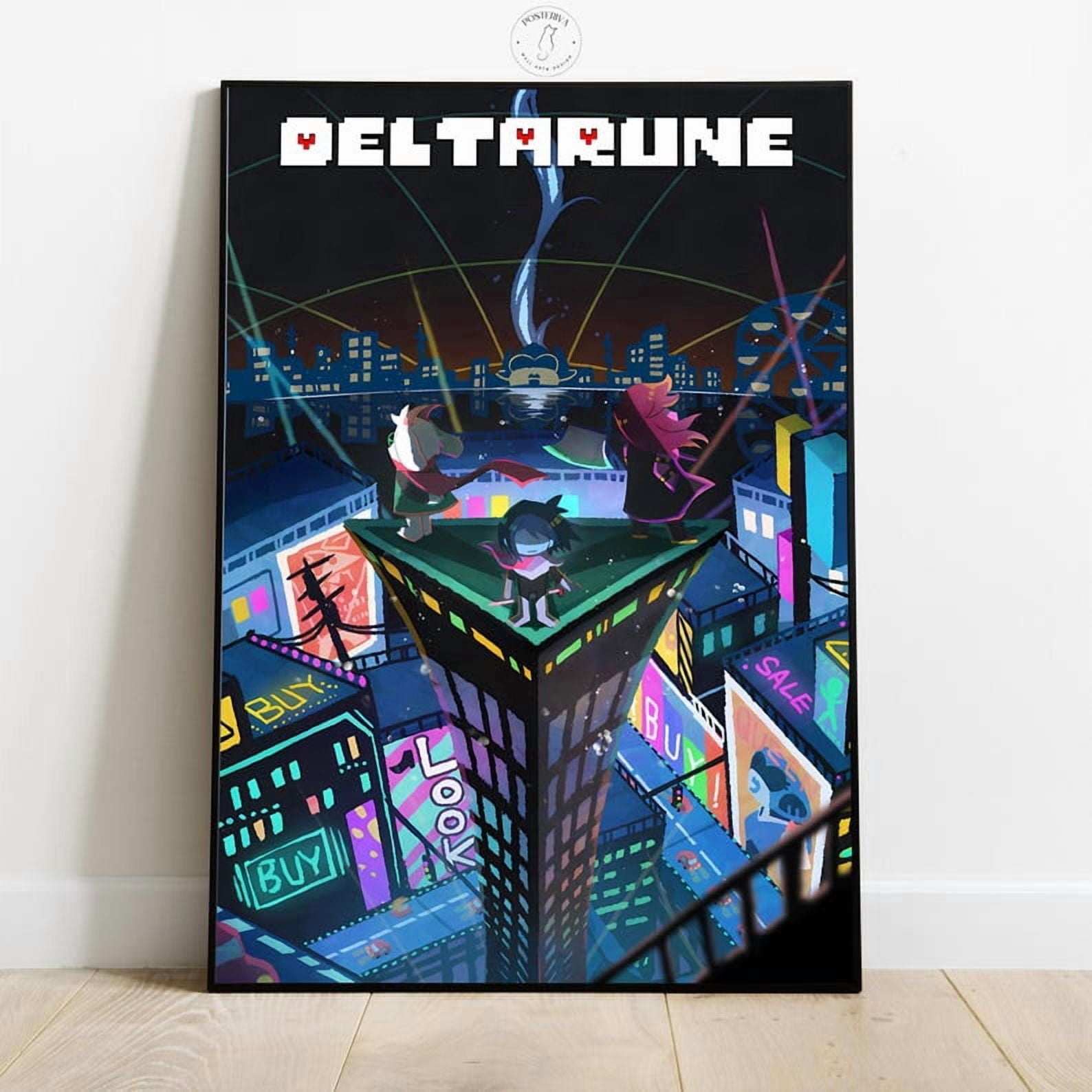 Deltarune City Poster Night Rooftop Scene Wall Art Gamer Room Decor ...