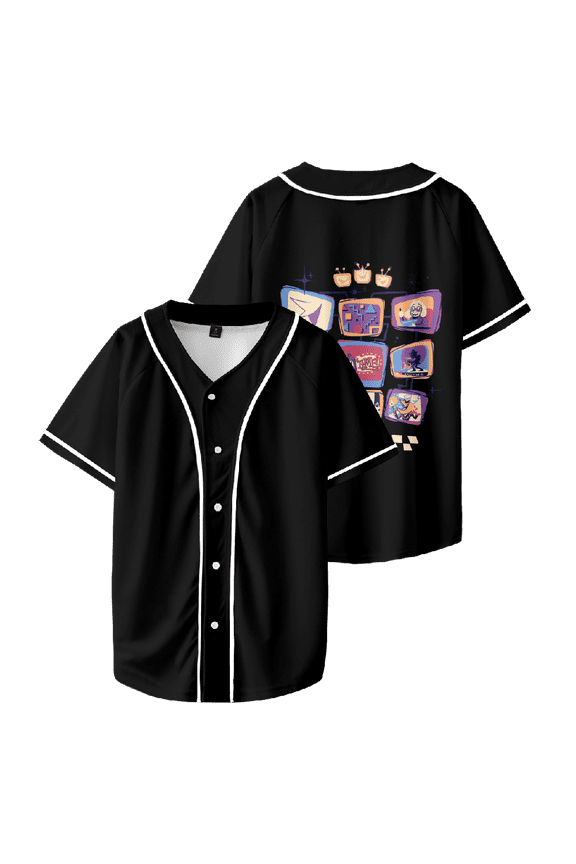 Deltarune TV Time Jersey Button Down Shirts Short Sleeve Hip Hop Sports Uniforms