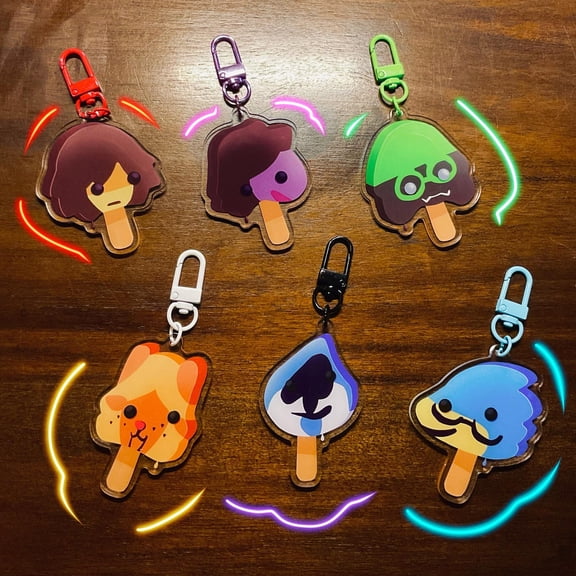 Deltarune popsicle keychain double sided characters Kris dreemur Susie Ralsei Berdly Noelle lancer undertale game (1 keychain)