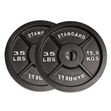Deltech Fitness 35 lb Olympic Weight Plate Pair, Cast Iron