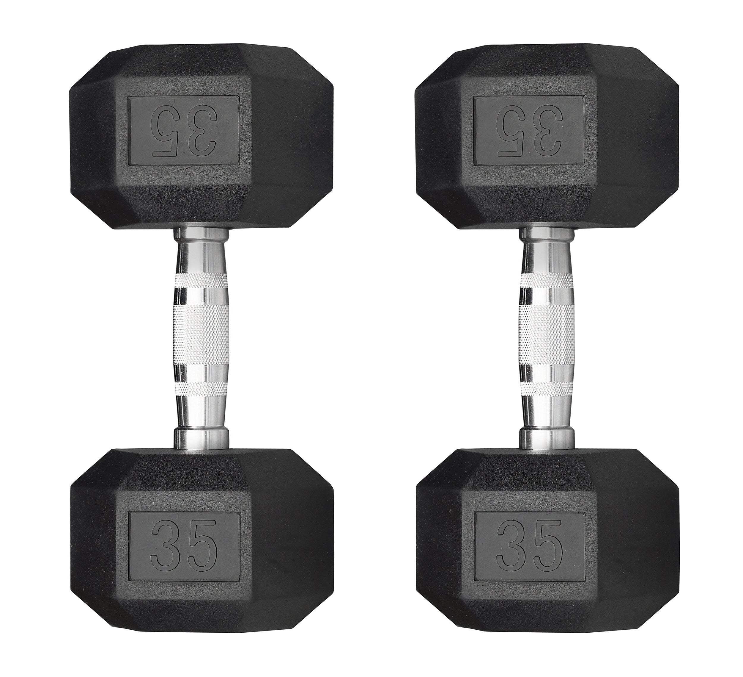 Deltech Fitness 35 lb Rubber Dumbbell Pair (RDB-035)