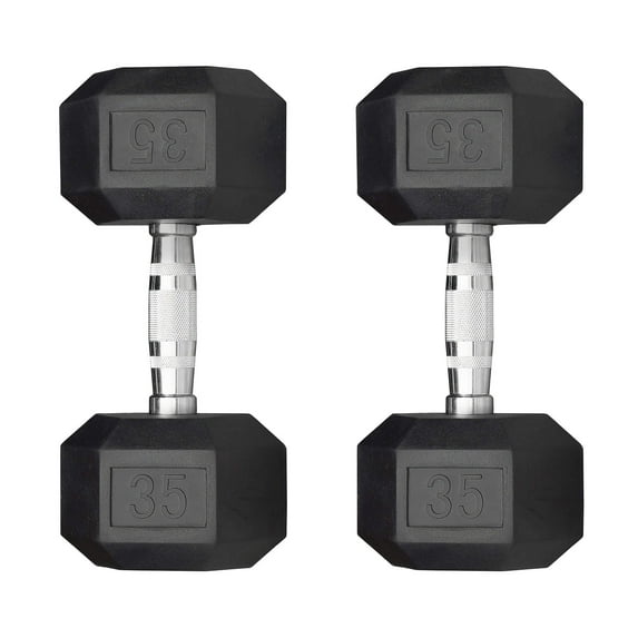 Deltech Fitness 35 lb Rubber Dumbbell Pair (RDB-035)