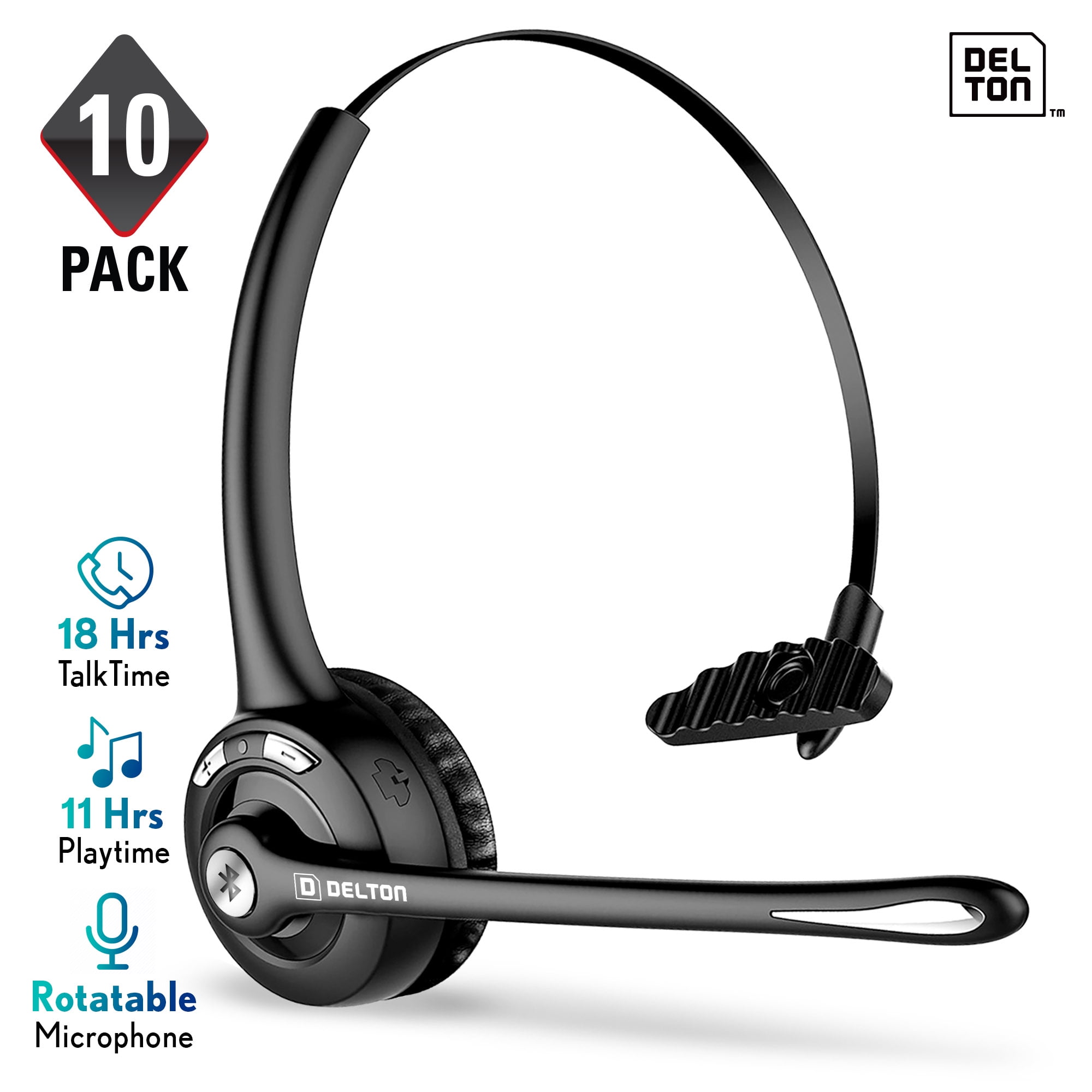Delton 10x Bluetooth Headset Ultralight Wireless Headphones for