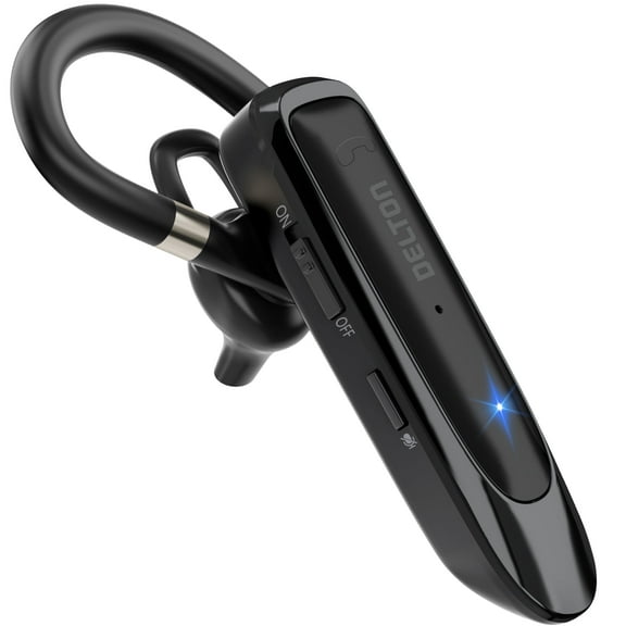 Delton 22X Wireless Mono Bluetooth Headset, Wireless Single Ear Headset with Built-In Microphones, Lightweight Earpiece Compatible With PC, Laptop, Smartphone, and Tablet - Black