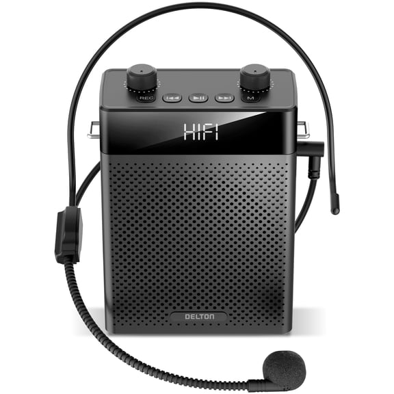 Delton A565 Wired Headset Speaker with Microphone,Lightweight & Portable Design, Amplifier with Headset, Hi-Fi Sound Quality with Amplifier Speaker, Voice Amplifier for Teachers, Black