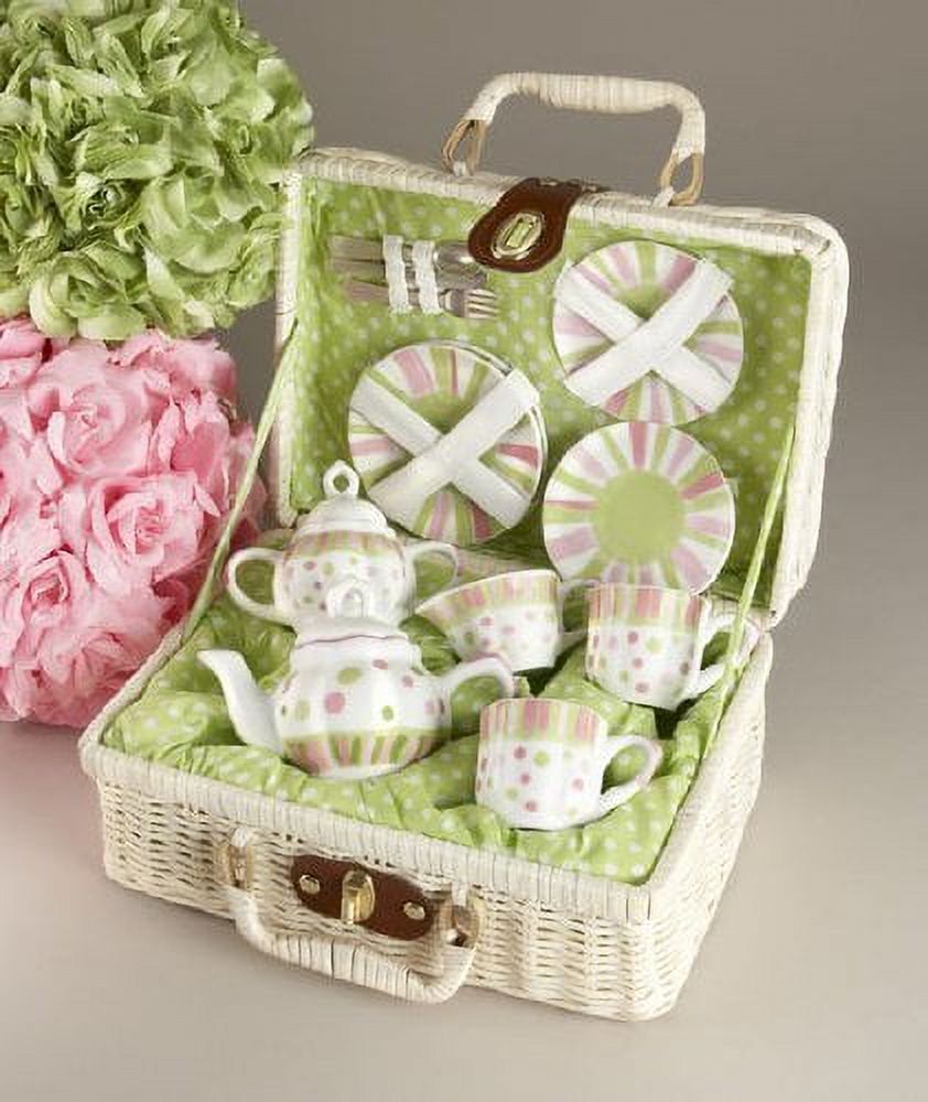 Delton Large Dollies Tea Set with Carry Basket Sprinkles Design Teaset