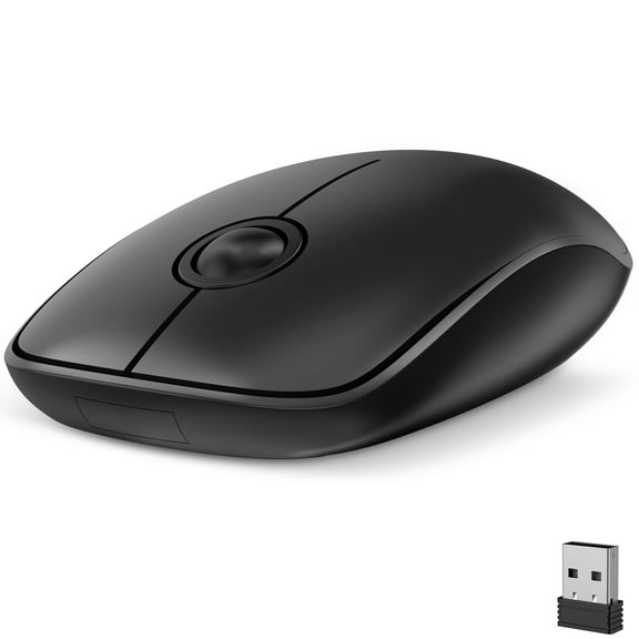 Delton S15 Wireless Computer Mouse, Noiseless Mouse with 2.4GHz Wireless Connection, Optical Sensor, Silent Operation, 30ft Connectivity Range, Compatible with Windows, Laptop, PC, and macOS - Black