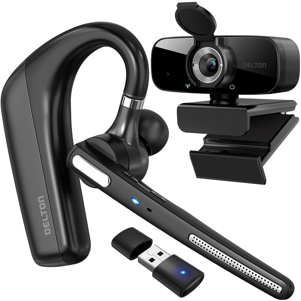 Delton 90X Ultralight Wireless Bluetooth Headset with HD Webcam, Noise ...
